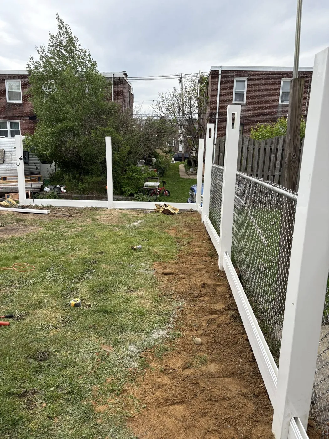 Vinyl fence framing stage