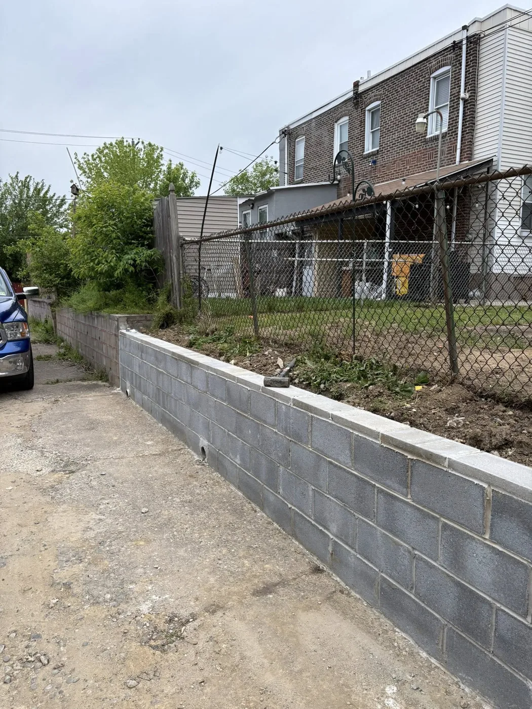 Retaining wall and fence prep